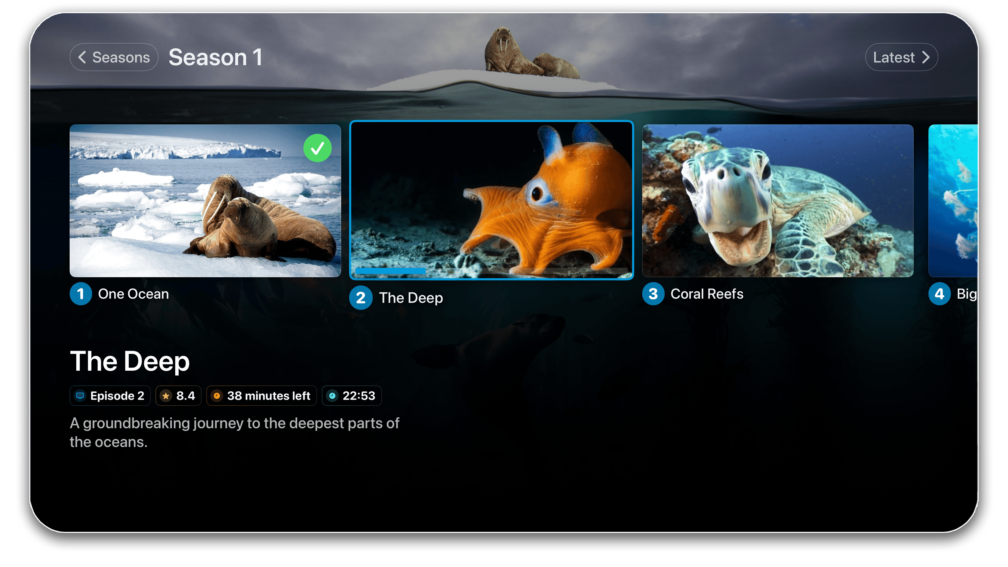 Neptune Episodes screen
